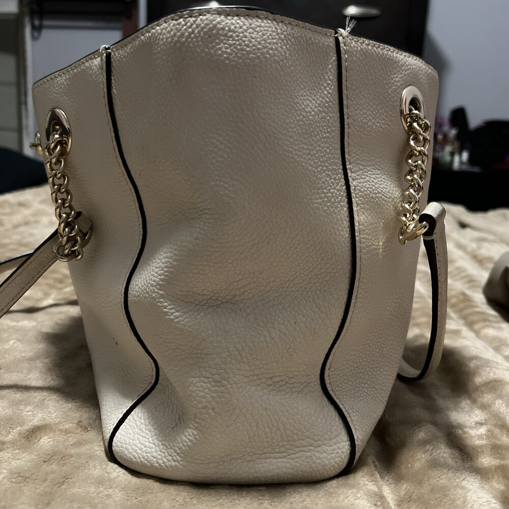 Coach Turnlock Chain Handle Cream Color Purse Tote 27 - Picture 6 of 15